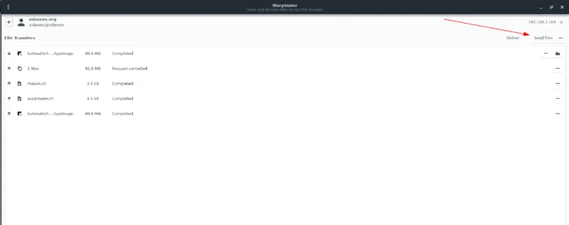 Come inviare file in rete su Linux con Warpinator