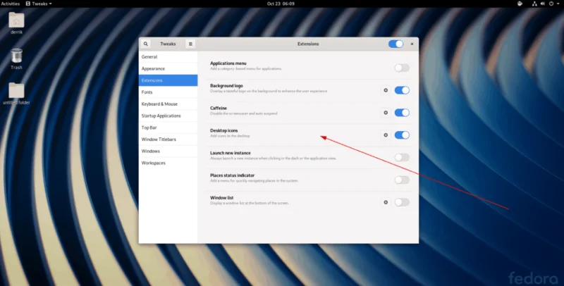 Come riattivare le icone del desktop in Gnome Shell