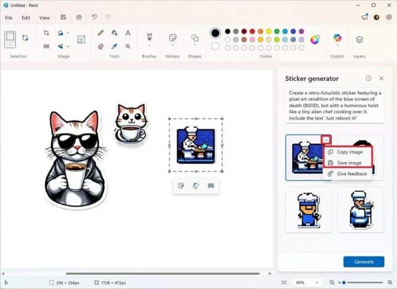 Windows 11のペイントアプリを使ってAIで無料のカスタムステッカーを作成する方法