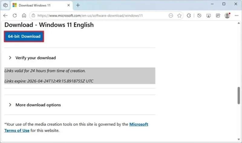 Download diretto del file ISO di Windows 11 senza Media Creation Tool