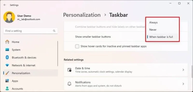 Binaan 26120.3671 untuk Windows 11 mendapat perubahan Taskbar, QMR, Kongsi, AI dalam Saluran Beta