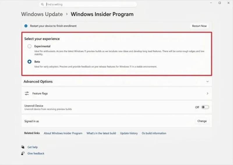 Microsoft rinnova il programma Windows Insider con i nuovi canali Experimental e Beta.