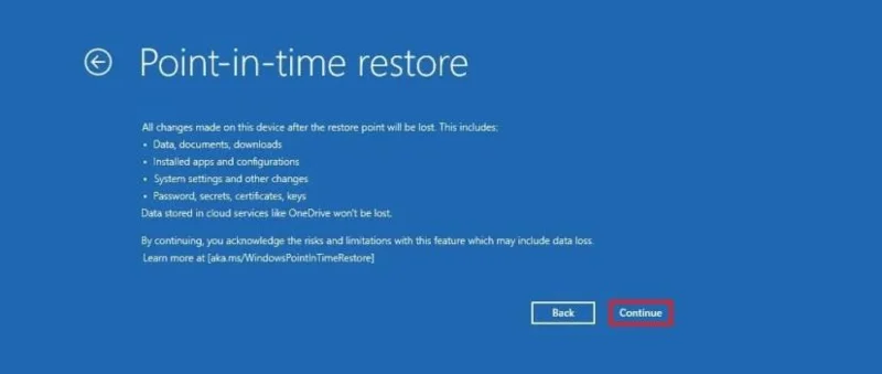 Windows 11でポイントインタイム復元を使用してPCを以前の状態に戻す方法