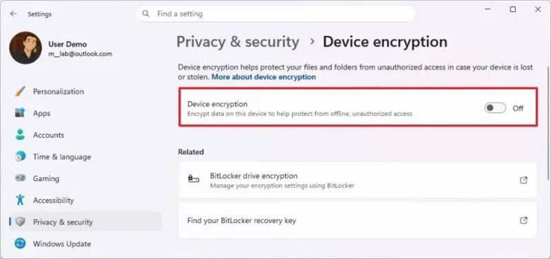 Come abilitare la crittografia del dispositivo BitLocker su Windows 11 Home