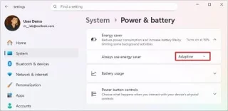 Aktivieren Sie den adaptiven Energiesparmodus, um die Akkulaufzeit unter Windows 11 zu verbessern.
