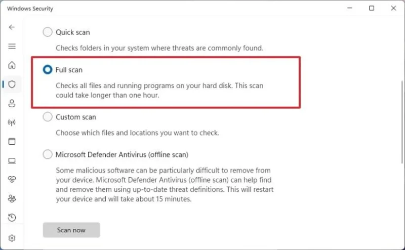 Как запустить полную проверку на вирусы Microsoft Defender в Windows 11