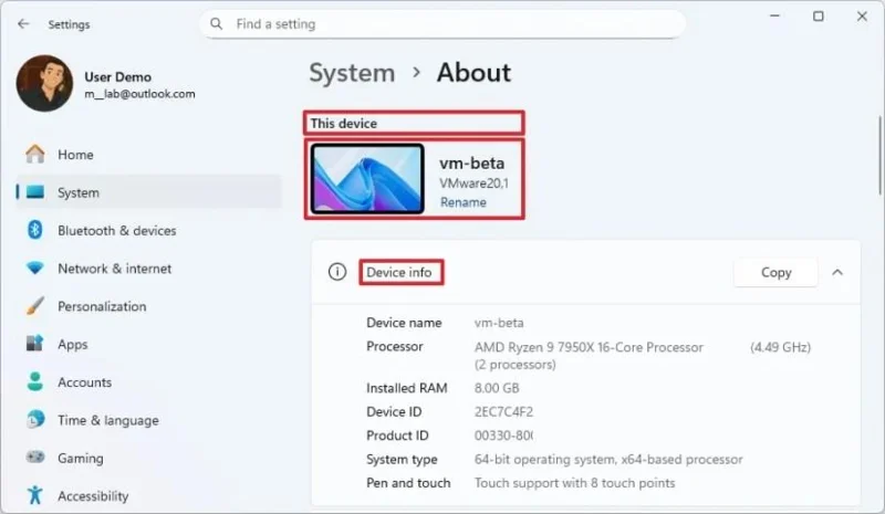Windows 11 überarbeitet die Seite „Über“ der Einstellungen.