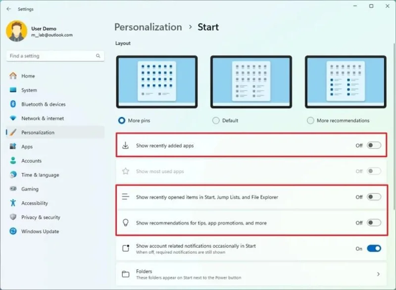 Come disabilitare la sezione "Consigliati" dal menu Start di Windows 11