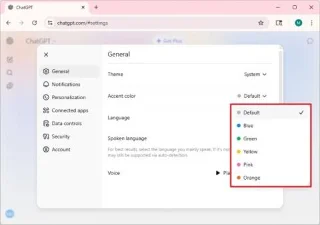 ChatGPT web sitesinde veya uygulamasında vurgu rengini nasıl değiştirebilirsiniz?