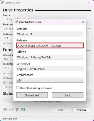 Come scaricare il file ISO di Windows 11 22H2