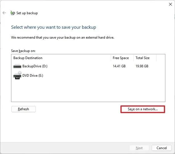 Come creare un backup completo su un'unità di rete su Windows 11, 10