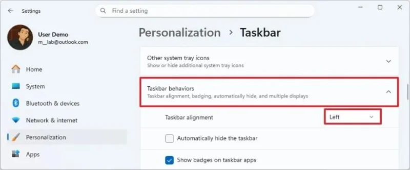 Come allineare a sinistra la barra delle applicazioni in Windows 11