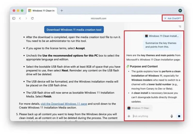 OpenAI lancia il browser ChatGPT Atlas su macOS e Windows 11 (in arrivo prossimamente).