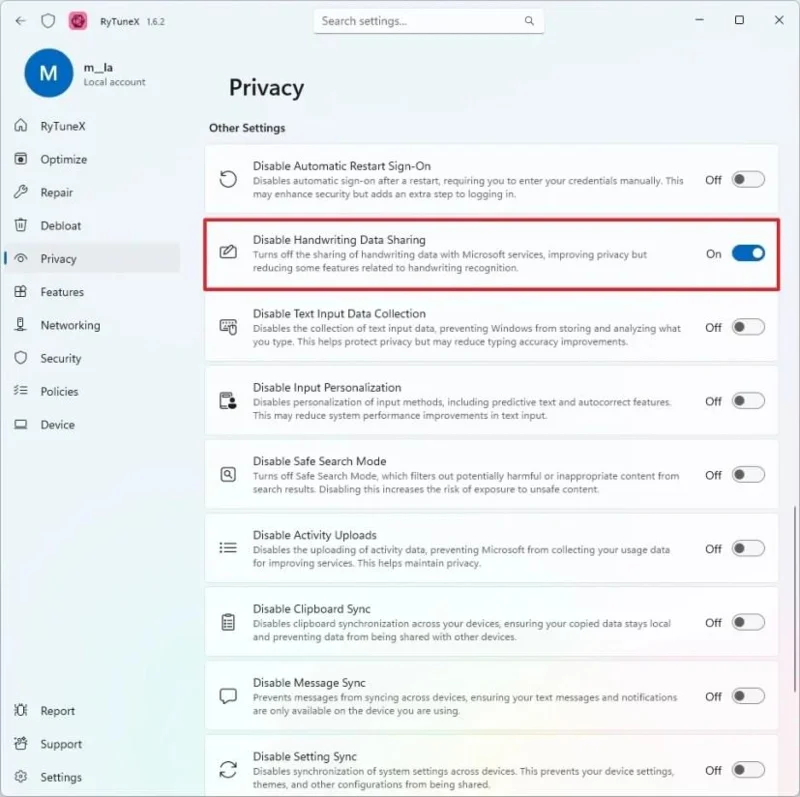 RyTuneXを使用してWindows 11でテレメトリを無効にする方法(プライバシーの向上) RyTuneXを使用してWindows 11でテレメトリを無効にする方法(プライバシーの向上)