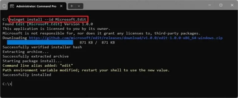 วิธีการติดตั้งโปรแกรมแก้ไขข้อความแบบบรรทัดคำสั่ง Microsoft Edit (เวอร์ชันใหม่) บน Windows 11