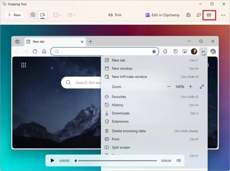Come creare GIF su Windows 11 utilizzando lo Strumento di cattura.