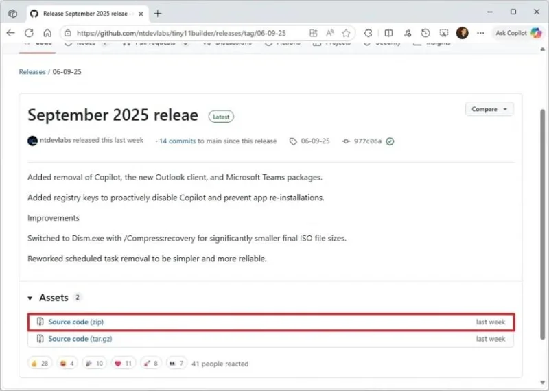 Come scaricare l'immagine ISO di Tiny11 per Windows 11 25H2