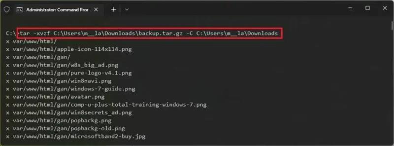 วิธีการแตกไฟล์ .tar.gz บน Windows 11