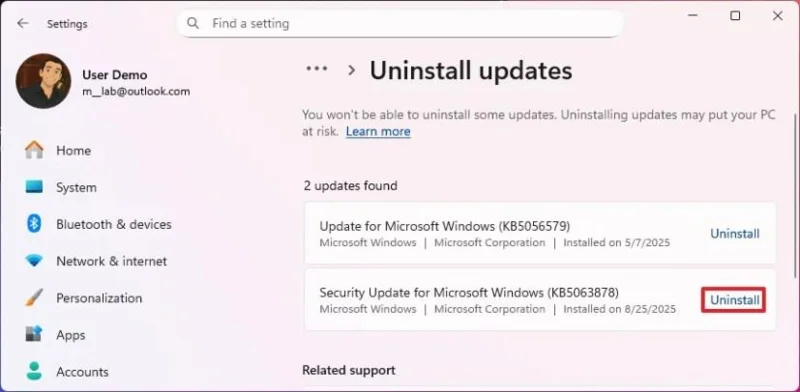 วิธีถอนการติดตั้ง KB5063878 เพื่อแก้ไขปัญหา SSD หายไปใน Windows 11
