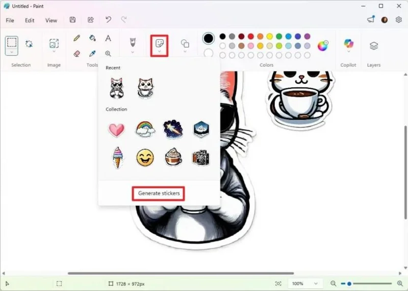 Windows 11のペイントアプリを使ってAIで無料のカスタムステッカーを作成する方法
