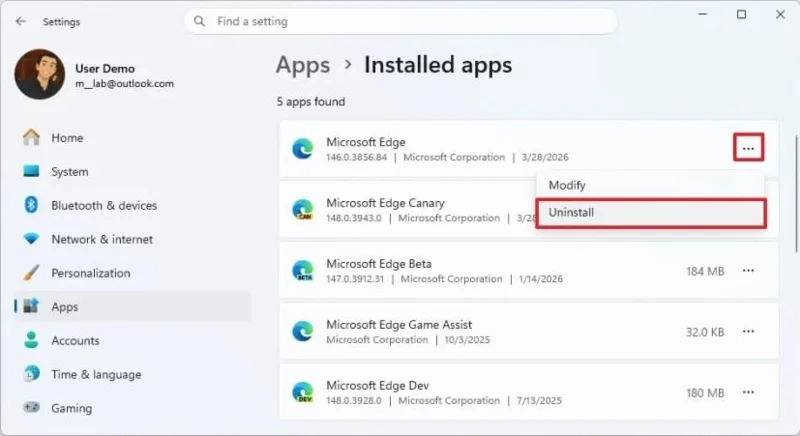 วิธีถอนการติดตั้ง Microsoft Edge บน Windows 11