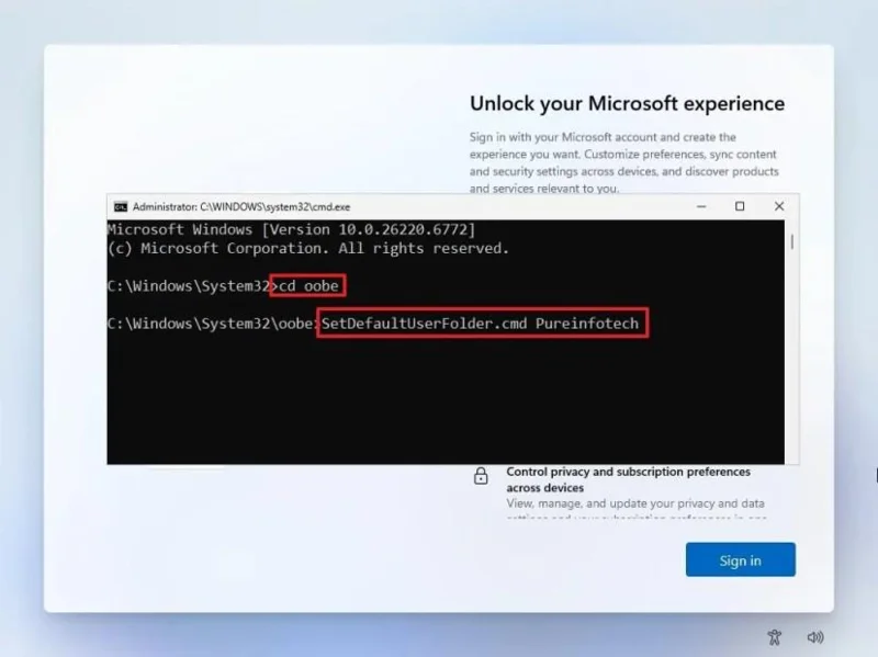 Come impostare il nome della cartella utente durante la configurazione iniziale (OOBE) su Windows 11