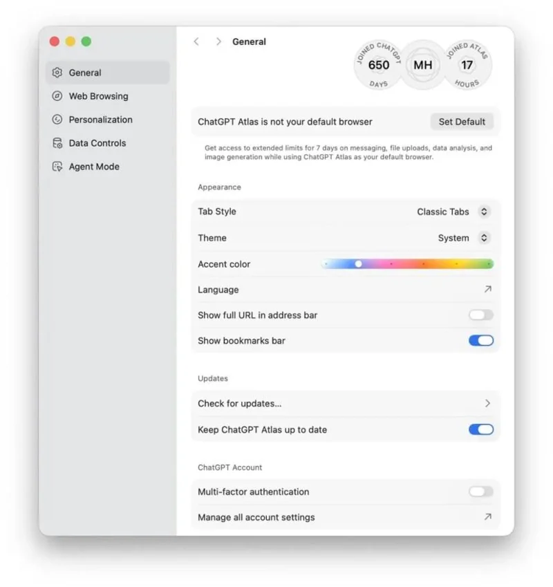 OpenAI lancia il browser ChatGPT Atlas su macOS e Windows 11 (in arrivo prossimamente).