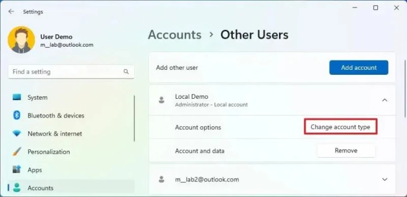 Come creare un account locale su Windows 11