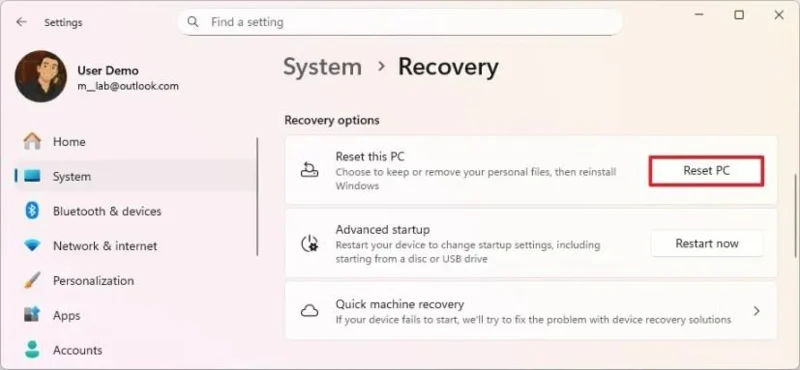 Come ripristinare le impostazioni di fabbrica di Windows 11 senza perdere i file