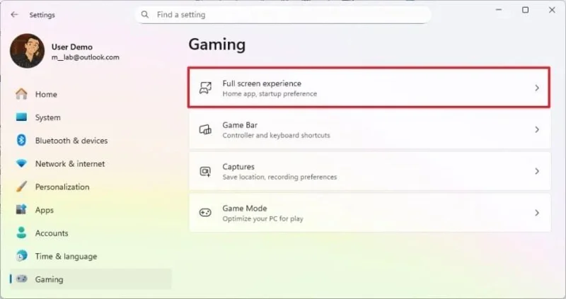 Abilita l'esperienza a schermo intero di Xbox per i dispositivi portatili su Windows 11