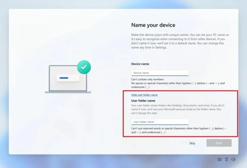 Come impostare il nome della cartella utente durante la configurazione iniziale (OOBE) su Windows 11
