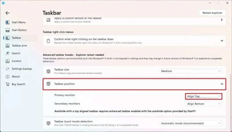 Come spostare la barra delle applicazioni in alto o di lato su Windows 11