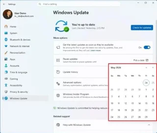 La compilación 26300.8289 para Windows 11 26H2 renueva los controles de actualización.