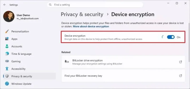 Come abilitare la crittografia del dispositivo BitLocker su Windows 11 Home