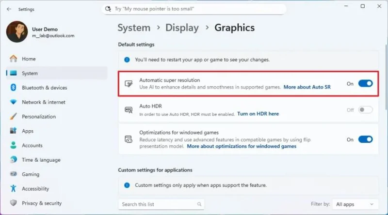 Come abilitare la Super Risoluzione automatica su Windows 11