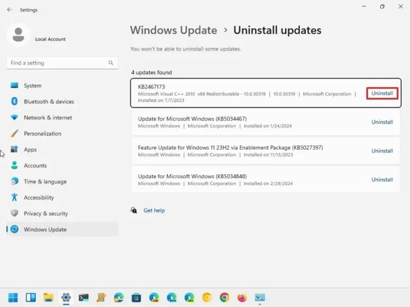 5 modi per disinstallare manualmente un aggiornamento su Windows 11 (2026)