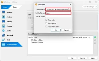 Come creare una cartella condivisa per una macchina virtuale su VirtualBox