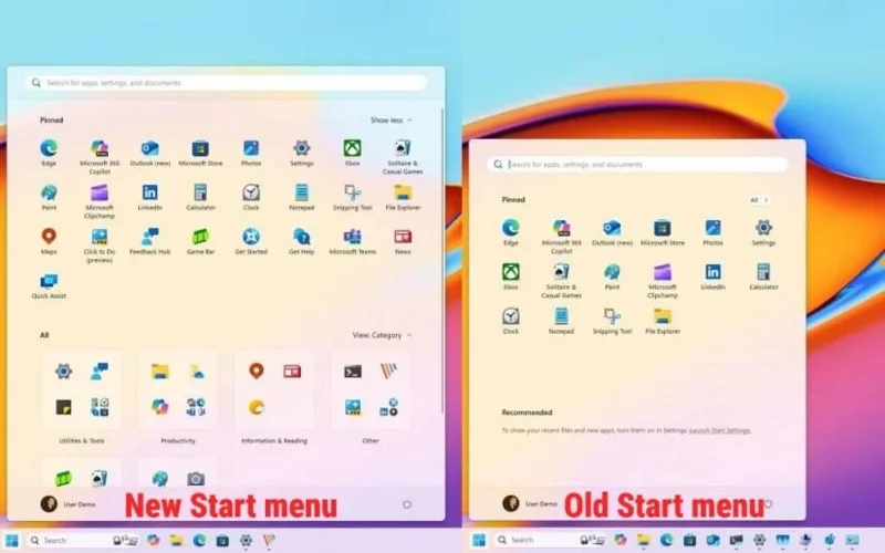 Windows 11 ha un nuovo menu Start con un design unificato