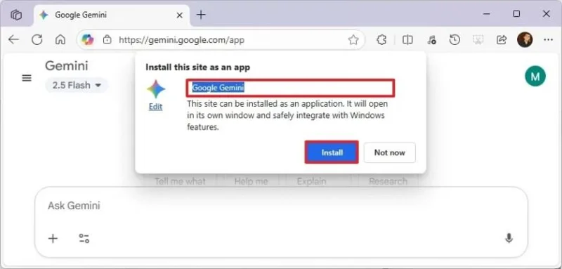 Come installare Google Gemini come app su Windows 11, 10