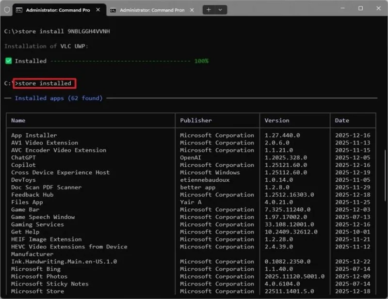 Windows 11 มี Microsoft Store เวอร์ชันใหม่ที่เป็นแบบบรรทัดคำสั่ง (Store CLI)