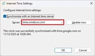 Come cambiare il server orario su Windows 11