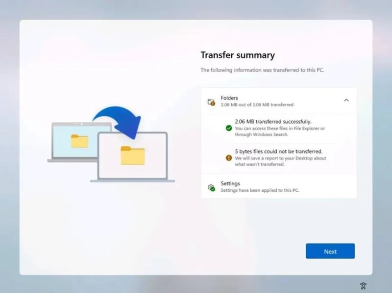 Met Windows 11 25H2 kunt u tijdens de eerste installatie gegevens van uw oude pc overzetten.