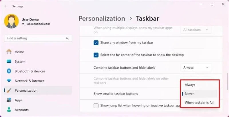 Come visualizzare icone più piccole nella barra delle applicazioni di Windows 11