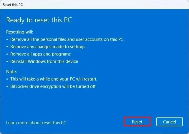 Come ripristinare le impostazioni di fabbrica di Windows 11 rimuovendo tutto