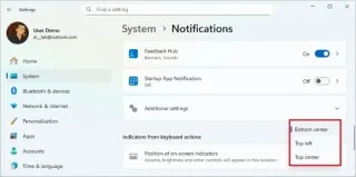 La build 26120.4452 (KB5060836) per Windows 11 consente di riposizionare gli indicatori nel canale Beta.