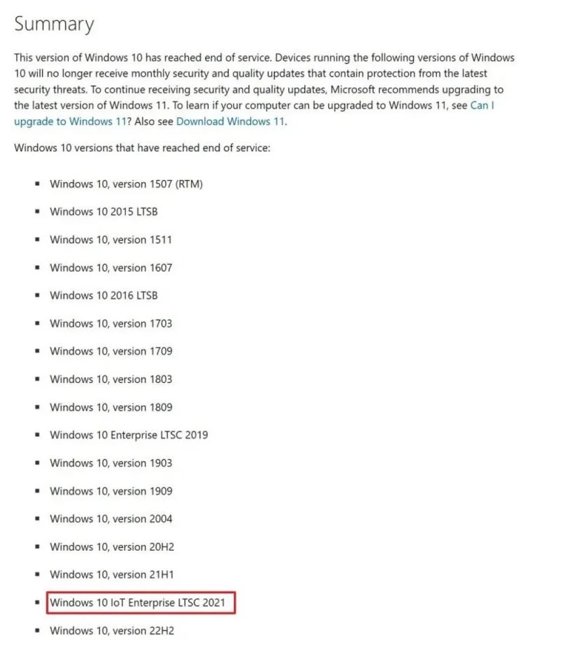 El soporte para Windows 10 ha finalizado; LTSC 2021 e IoT LTSC 2021 aún cuentan con soporte. El soporte para Windows 10 ha finalizado; LTSC 2021 e IoT LTSC 2021 aún cuentan con soporte.