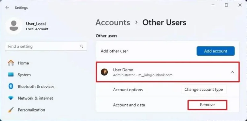 Cómo cambiar de una cuenta de Microsoft a una cuenta local en Windows 11 Cómo cambiar de una cuenta de Microsoft a una cuenta local en Windows 11
