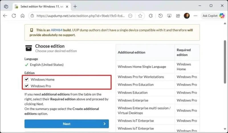Come scaricare il file ISO di Windows 11 25H2 per PC arm64 e Copilot+