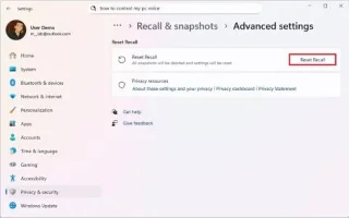 Как сбросить настройки и данные функции «Восстановление памяти» в Windows 11