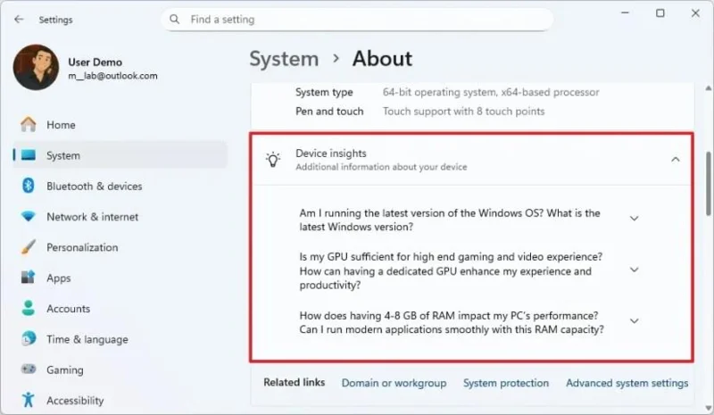 Windows 11 überarbeitet die Seite „Über“ der Einstellungen.